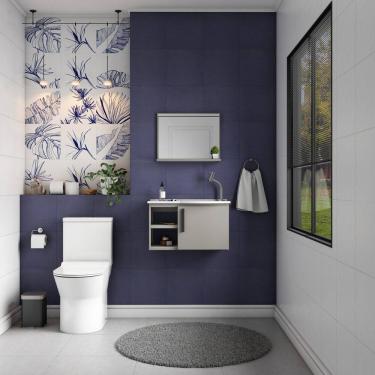 Imagem de Conjunto para Banheiro Aço Gabinete com Espelho Caju Cinza