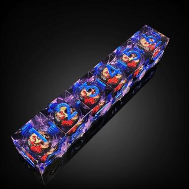 Imagem de HAOMEJA Skull D6 Resin Dice Set 6-PCS DND Hexahedron Dice 18mm Role Playing Dice Set Apply to Board Games Dice RPG MTG D&D Dice Gaming Gift (Skull C & Purple)