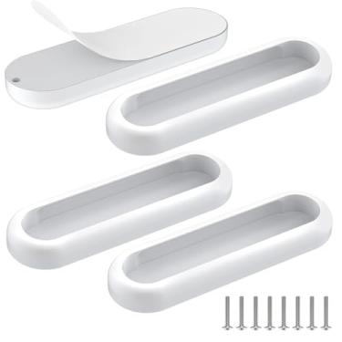 Imagem de YogePote Pacote com 4 puxadores autoadesivos de gaveta de 10 cm, maçanetas autoadesivas de liga de alumínio para portas de celeiro/chuveiro de vidro/varanda, armários de cozinha, guarda-roupas