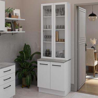 Imagem de Kit Balcão + Cristaleira 70cm Branco Agata Madesa 01 Branco