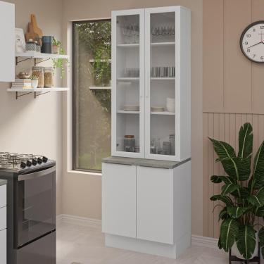 Imagem de Kit Balcão + Cristaleira 70cm Branco Stella Madesa 01 Branco