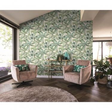 Imagem de Papel De Parede Barbara Home Folhagem Verde E Bege 485240