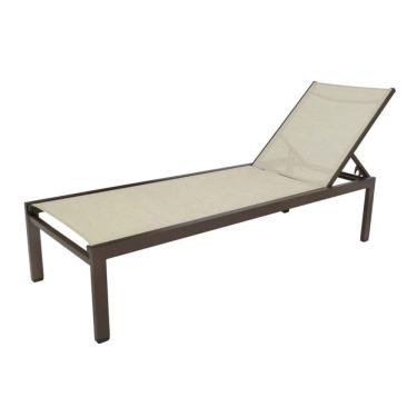 Imagem de Chaise Cadeira Espreguiçadeira Gaivota Piscina Resistente Sol E Chuva Marrom