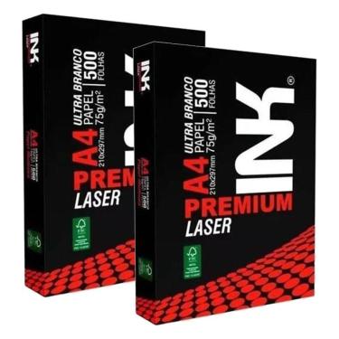 Imagem de Papel Sulfite A4 75g 500 Folhas Premium Laser Branco 2 Unidades - Ink
