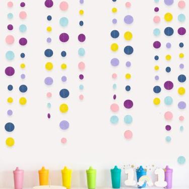 Imagem de pinkblume Oh Happy Day Decorações Azul Marinho Amarelo Roxo Rosa Boho Feltro Círculo Bolinhas Guirlanda Pendurada Serpentina De Polca Para Salas Aula Pré-Escolar Todos São Bem-Vindos Educação Domici