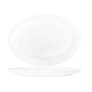 Imagem de Prato de peixe de cerâmica durável com cor irregular branco puro e irregular, antiescaldante, prato de peixe redondo de 30,48 cm