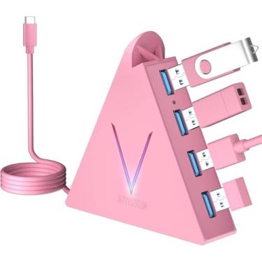 Imagem de Hub USB C 4 portas, JoyReken USB C para USB Hub com 4 portas USB 3.0 para MacBook Pro/Air 2020/2019, iPad Pro, Chromebook, XS, Galaxy S21 S20 e mais (rosa)