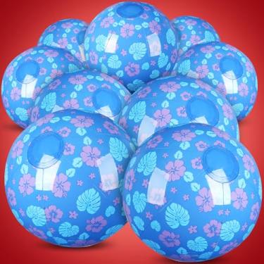 Imagem de Leyndo Pacote com 12 bolas de praia com tema de desenho animado para 20 cm a granel para jogos de piscina e praia de verão, folhas e flores, suprimentos para festa de aniversário e lembrancinha de fim