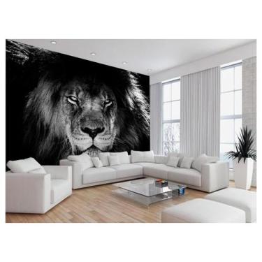 Imagem de Papel De Parede 3D Animais Leão Rosto Encarando 3,5M Anm497 - Você Dec