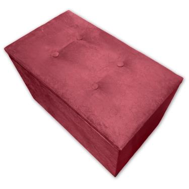 Imagem de Puff Baú Banqueta Retangular Organizar E Decorar Suede 60cm Vermelho