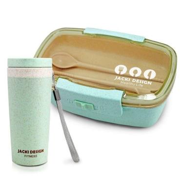 Imagem de Kit Marmita 800ml E Copo De Trigo 300ml Verde