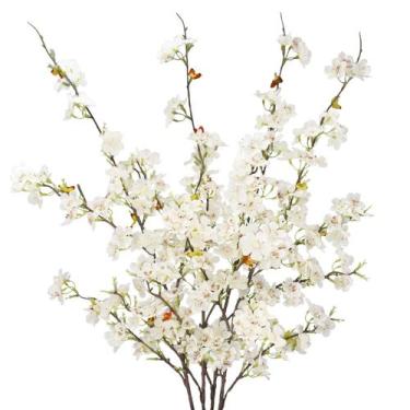 Imagem de Galhos de flores de cerejeira artificiais obbsie x4 brancos