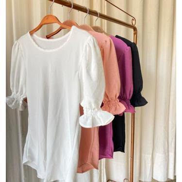 Imagem de Blusa duna manga 3/4 babado - filo modas, Rose, g