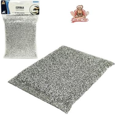 Imagem de Esponja / bucha para limpeza anti-risco multiuso prata 13x9x2cm - BONS
