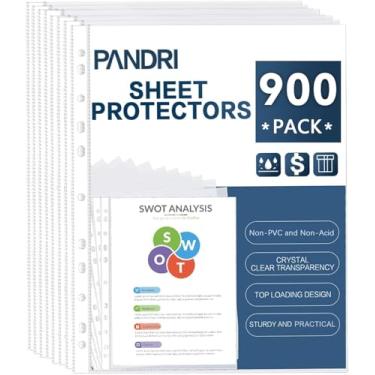 Imagem de Protetores de folha, pacote com 900 protetores de página de plástico transparente, resistente, reforçados, com 11 orifícios, adequado para fichário de 3 anéis, serve para papel padrão de 21 x 28 cm
