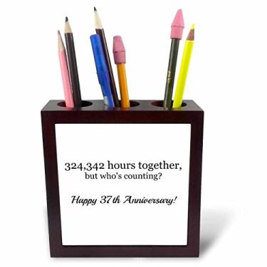 Imagem de 3dRose Happy 37th Anniversary - 324342 Hours Together-Tile Pen Holder 5" (ph_224682_1), 12,7 cm
