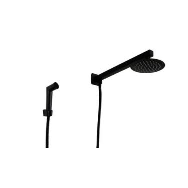 Imagem de Ducha 15 cm Preto Fosco em Inox com Ducha de Mão ABS Redondo - AMG Met