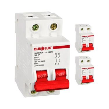 Imagem de 3 Disjuntor Bipolar 50 Amperes Curva C Ourolux