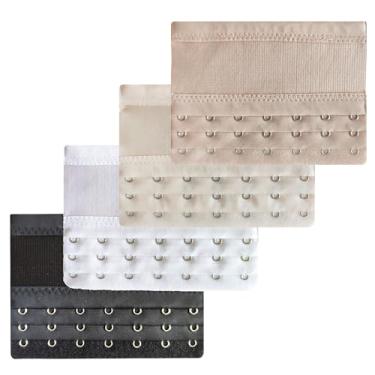 Imagem de DoHope Extensores de sutiã elástico feminino, 7 ganchos para sutiãs plus size, alça de extensão traseira (4 peças de extensores de sutiã com 7 ganchos (preto, branco, bege escuro, bege claro))