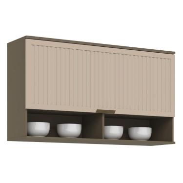 Imagem de Armário Aéreo Connect 1 Porta Basculante Ripado - Móveis Henn Duna/Cristal