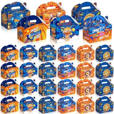 Imagem de Dunzoom 24 peças de caixas de presente de lembrancinhas de festa de dardos para doces e biscoitos, recipientes de doces de Halloween com alças para tema de arma de dardos para embrulho de presente de