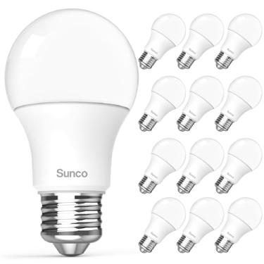 Imagem de Sunco Lighting Pacote Com 12 Lâmpadas Led A19, [Focos Para Casa], Lâmpada Base E26 Quarto E Banheiro, 850 Lm, 8 W (Equivalente A 60 W), Branco Frio 4000 K, Não Regulável, Vida Útil De 25.000 Horas U