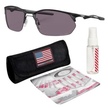 Imagem de OAKLEY OO4145 WIRE TAP 2.0 Armação PRETA CETIM – Lente cinza Prizm, óculos de sol retangulares não polarizados com kit de óculos oficial eSHADES, Preto acetinado (60 mm), 60 mm