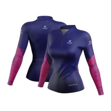 Imagem de Camiseta Pesca Esportiva Mar Negro Feminina Premium Lo Mourão Com Proteção Solar