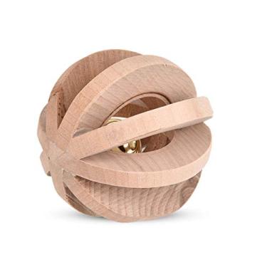 Imagem de KIMISS Brinquedo Interativo para Mastigar de Madeira para Cães e Gatos Com Sino Tingindo - Denticha e Gadget de Mastigação de Cuidados Odontológicos, Brinquedo de Estimação Divertido para o Tédio