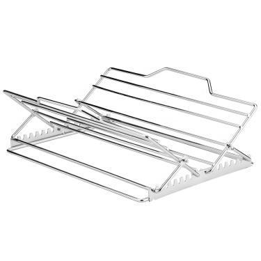 Imagem de Rack de aço inoxidável para torrefação de peru, rack dobrável em V para cozinhar e grelhar no forno, torrador de peru compacto com alças para frango, carne, legumes, churrasco e assados de férias