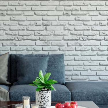 Imagem de Papel De Parede Adesivo Tijolos Brancos Rústico Lavável 3.5m - DELIQUA