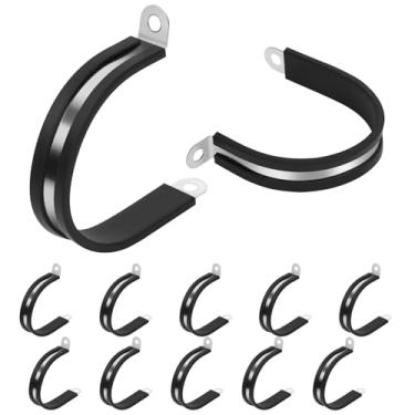 Imagem de JDHGSHL 10 braçadeiras de cabo de aço inoxidável 304 de 5 cm, braçadeira isolada acolchoada de borracha, braçadeiras de correia de tubo de conduítes para fixação de tubos em várias superfícies