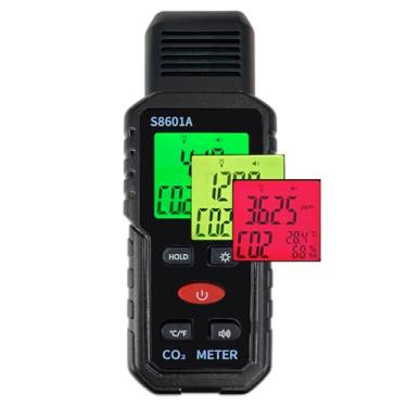 Imagem de Detector portátil de dióxido de carbono, medidor de CO2, detector de CO2 portátil 3 em 1, medidor de temperatura e umidade, testador de fumaça, detectores de CO2 para casa, carro, trailer