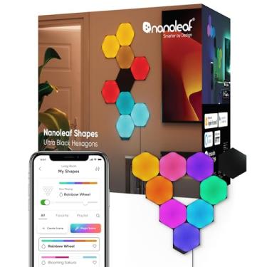 Imagem de Nanoleaf Formas de luzes de parede LED, painéis de parede inteligentes RGBW com mais de 16 m de cor, compatível com Alexa e Google Assistant, sincronização de música, luz de jogos DIY para decoração