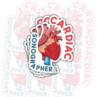 Imagem de Adesivo de ultrassonografista cardíaco de 3 peças – Decalque de vinil anatômico de coração para profissionais médicos – Presente técnico de ultrassom cardíaco à prova d'água para laptop, carretel de