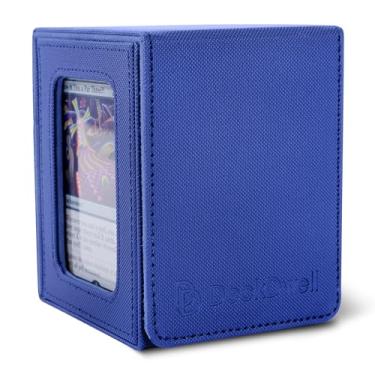 Imagem de Deck Box MTG com 2 divisórias serve para mais de 100 cartões de sinalização, organizador de caixa de deck mtg Commander para Yugioh CCG TCG Sports, Azul, 110+