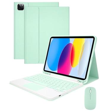 Imagem de Capa Tablet + Teclado Removível + Mouse Para Samsung S6 Lite 10.4 Polegadas P613/P619/P610/P615 (Clear green, teclado de toque)