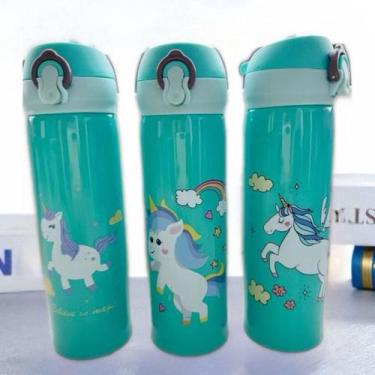 Imagem de Garrafa Térmica Unicórnio 500ml Portátil Aço Inox com Tampa Hermética 