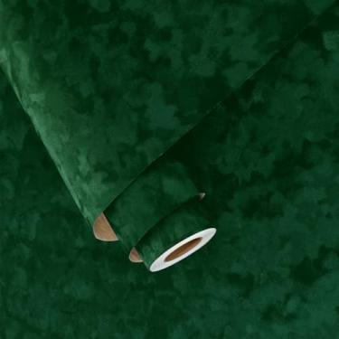 Imagem de Wallercity Papel de contato de pano de folha elegante verde melhore sua decoração de batrhoom com papel de parede de pano autoadesivo e removível para uma reforma rápida do quarto