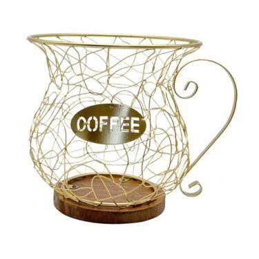 Imagem de KiBcsLic Organizador de Cápsulas de Café, Cesta em Formato de Xícara, Suporte para Cápsulas de Café para Balcão de Cozinha, Mesa, Bar, Acessórios, Ouro, Tamanho real