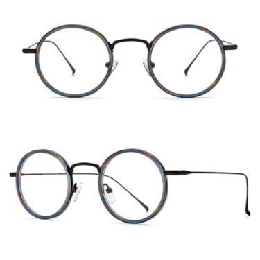 Imagem de VFDHN Armação de óculos de acetato de titânio feminino, moda retrô, pequeno, redondo, masculino, vintage (7)