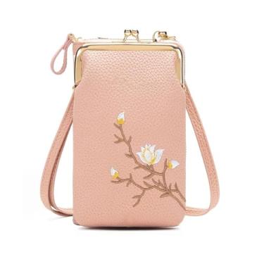 Imagem de Carteira transversal feminina com suporte para celular, bolsas transversais para mulheres e viagens, rosa, Curto
