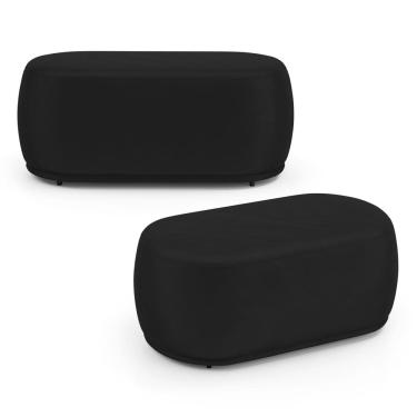 Imagem de Kit 02 Puffs Decorativos Orgânicos Molly 02 Lugares Veludo Preto - Desk Design