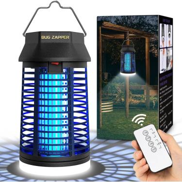 Imagem de Removedor de insetos com controle remoto, exterminador de mosquitos elétrico e interno com luz LED, armadilha impermeável para moscas e apanhador de insetos, repelente de insetos plug-in para uso