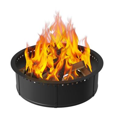 Imagem de mapleway Anel de fogueira sem fumaça, acessórios grandes redondos de metal para fogueira de 76 cm, para uso externo, lenha, pátio, acampamento, fogueira