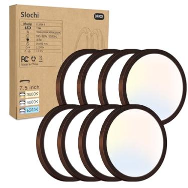 Imagem de Pacote com 8 luminárias de teto de LED embutidas, 3000K-4000K-6500K e equivalente a 100W Lâmpada de teto embutida para cozinha moderna 15W 1500Lm Superfície redonda de armário de 7,5 polegadas para