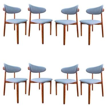 Imagem de Conjunto 8 Cadeiras Madeira Sala de Jantar Linho Grafite - Cimol