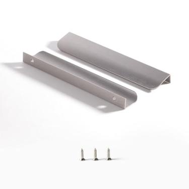 Imagem de sunlithor Puxadores de dedo para armário de cozinha puxadores de gaveta de baixo perfil cômoda banheiro armário armário móveis puxadores de alumínio pacote com 30 moderno níquel escovado 20 cm fácil