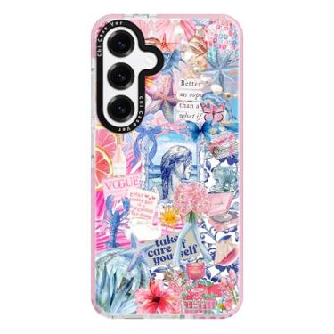 Imagem de ChiCaseVer Capa para Samsung Galaxy S24FE, padrão de colagem costeira, TPU fino vintage compatível com MagSafe e proteção contra quedas de grau militar e proteção de câmera para mulheres e meninas