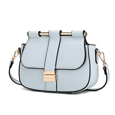 Imagem de MKF Collection Bolsa tiracolo feminina de couro vegano, bolsa de mão moderna da Mia K, Londyn azul claro, Large